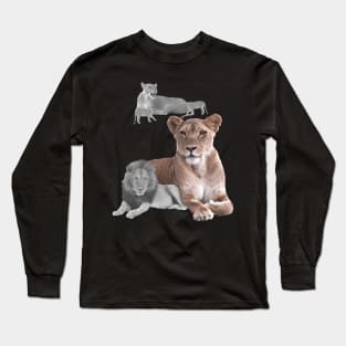 Lioness with Lion in Africa Long Sleeve T-Shirt